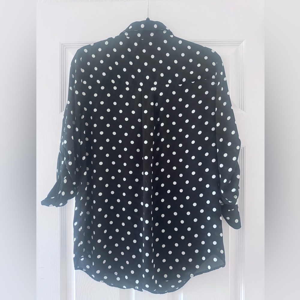 Philosophy Black and White Polka Dot Button Down Women’s Blouse, Size Medium - Picture 11 of 11